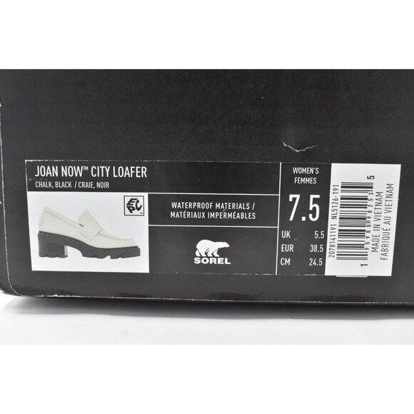 Sorel Womens Size 7.5 Joan Now City Chalk Black Slip On Loafers Shoes - Picture 11 of 11